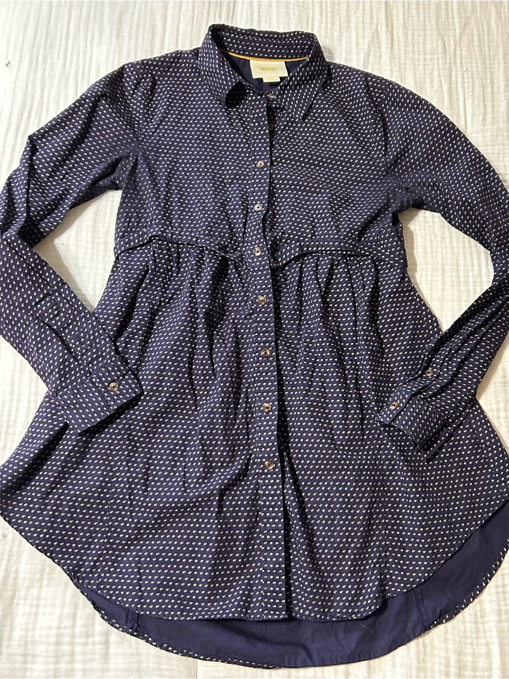 Maeve Aled Polka Dot Button Down Blouse Empire Waist XS